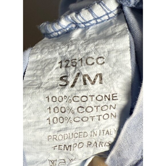 Tempo Paris Blue Embroidered Button-Front Tunic Top Women’s Small Boho Chic - Picture 5 of 5